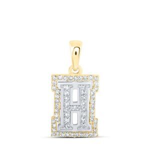 0.20cttw Diamond H Initial Letter Pendant 10kt Two-tone Gold